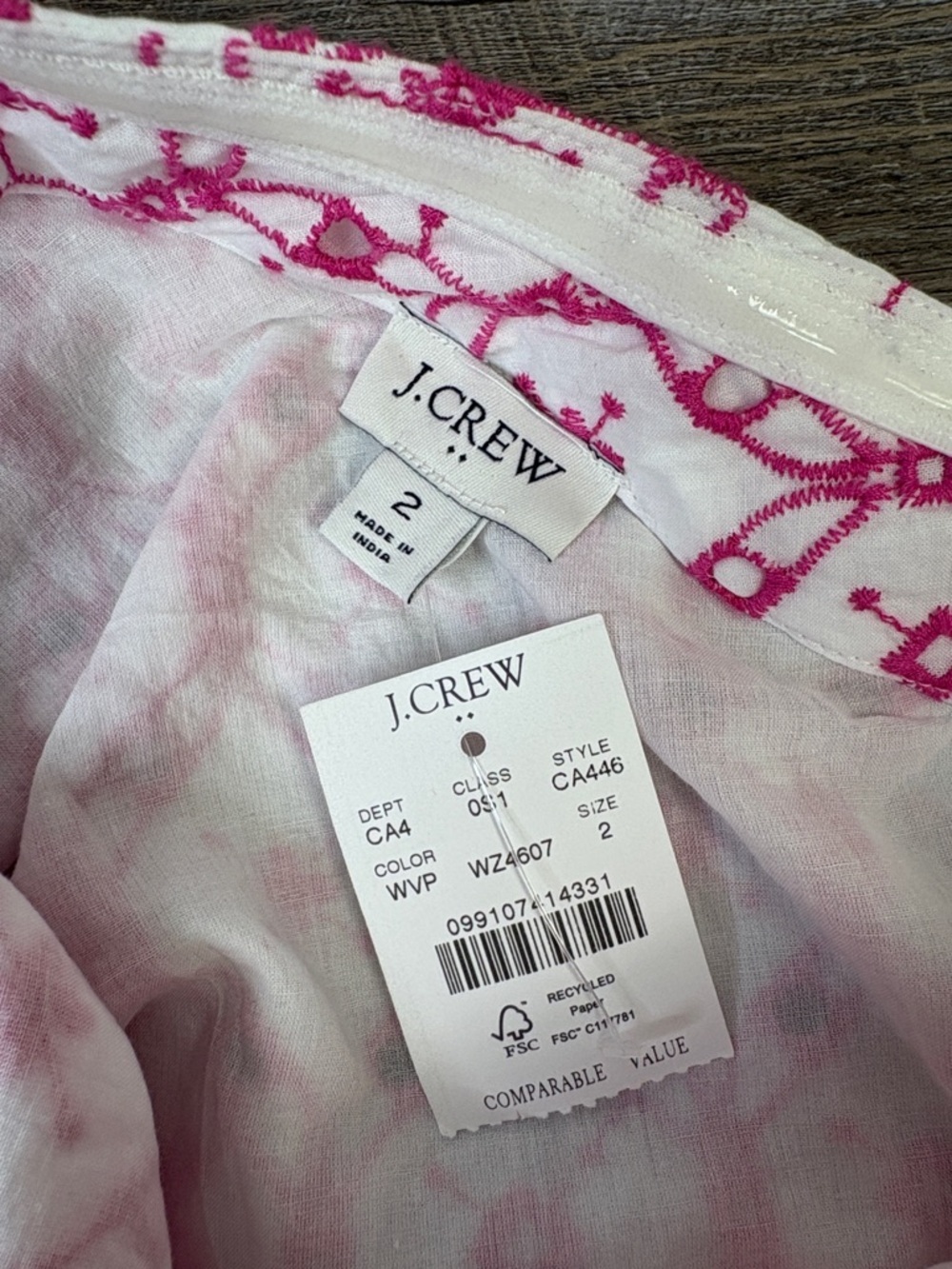 J.Crew One-Shoulder Bow Eyelet Embroidered Dress White Pink Size 2 - Picture 8 of 16
